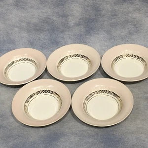 5 American Limoges Federal Fruit Dessert Bowls Coral Pink Candle Light 22K Gold - Picture 1 of 8