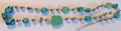 Sterling Silver Necklace with Jade Nuggets and sterling beads 30" REDUCED! - Image 1 of 4