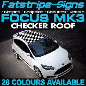 to fit FORD FOCUS MK3 CHECKER ROOF GRAPHICS STICKERS STRIPES DECALS ZETEC ST RS - Picture 1 of 3