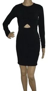 Express Dress Womens Size XS Black Sheath bodycon ruched cutout long sleeve 0-2 - Picture 1 of 15