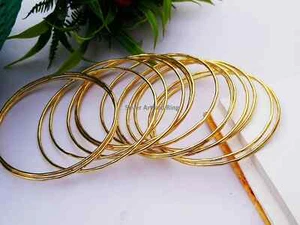 Thin Brass Bangle Bracelet Set of 12 Bangles, Stacking bangle| Hammered bangle - Picture 1 of 10