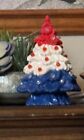 Ceramic Patriotic Christmas Tree 8” Done In Acrylic With High Gloss Sealer.