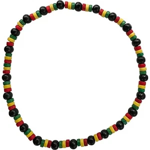 Rasta Wood Bead Necklace Chain Mens Womens Ladies Girls Boys Handmade Jewellery - Picture 1 of 2