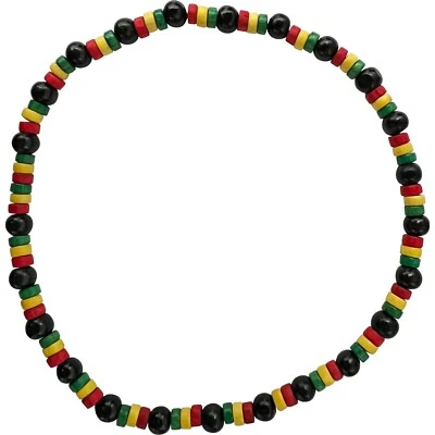 Rasta Wood Bead Necklace Chain Mens Womens Ladies Girls Boys Handmade Jewellery - Изображение 1 из 2