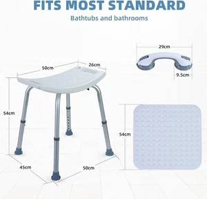 CCLIFE Duschhocker für Senioren, 40-54cm, 120kg Belastbarkeit, mit Saugnapf, neu - Bild 1 von 5