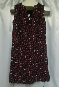 New GAP Tank Midi Dress Black with Floral Print, Pockets & Drawstring Women's S - Picture 1 of 10