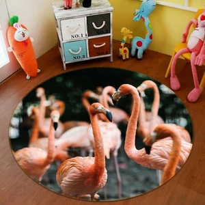 3D Flamingos Cute I047 Animal Non Slip Rug Mat Round Elegant Carpet Wendy - Picture 1 of 5