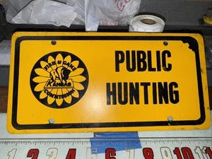 Kansas Public Hunting / Private Land Border Sign Vintage Heavy Metal - Picture 1 of 4