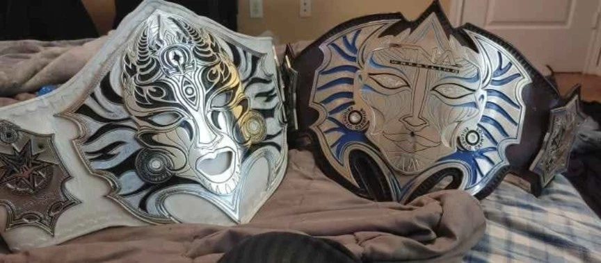 Cinturón de lucha libre réplica de doble capa Two TNA Jeff Hardy Legacy Enigmatic Champion Foto 1 de 1