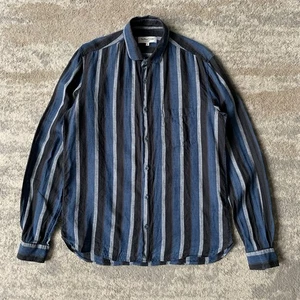 YMC Linen Shirt Blue Small Striped You Must Create Curtis Long Sleeve Button Up - Picture 1 of 8