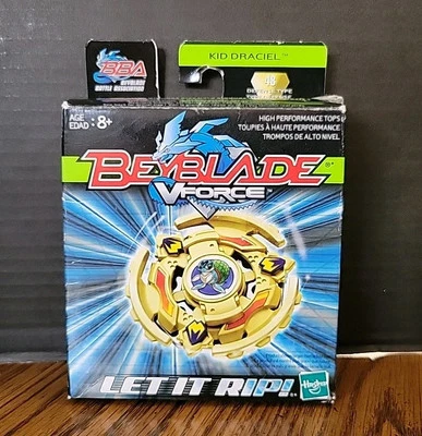 2003 HASBRO Beyblade VForce KID DRACIEL # 48 & Beast Bit Chip BBA Box Has Wear - Imagem 1 de 4