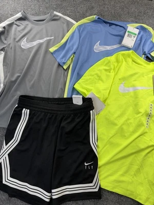 Nike Shirt Youth XL Dri-FIT Gray Blue Yellow Neon Athletic Training Lot of 4 New - Image 1 of 4