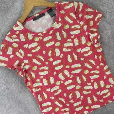 Liz Claiborne Women's Tee Pink Flip Flop Print NWT Sz Petite Small Vacation - Image 1 of 4