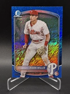 2025 Bowman Chrome Prospects Aidan Miller #BCP-54 Blue Shimmer Refractor /150 - Picture 1 of 2