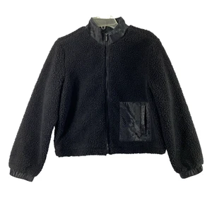 Chaqueta Sherpa Juicy Couture Mujer Mediana Negra Cremallera Completa Bolsillo Abrigo Exterior - Imagen 1 de 11