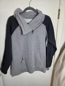 Maglione pullover Maurice's grigio a pois zip collo cappuccio felpa donna taglia XL - Foto 1 di 8