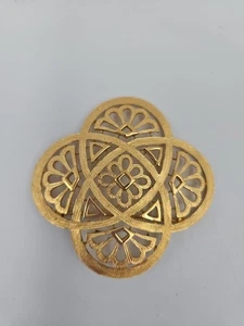 Trifari Brosche Anstecknadel goldfarben keltische Blumen - Bild 1 von 9