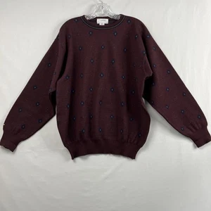 Suéter TRICOTS ST RAPHAEL Hombres Talla L Pura Lana Nueva Cosby Papá Borgoña Geométrico - Imagen 1 de 10