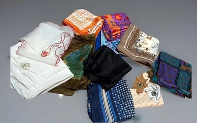 De colección. 12 Variedad Bufandas HeadWrap Hankie Cuadrado Núcleo rectangular de oficina casa de campo abuela Foto 1 de 4