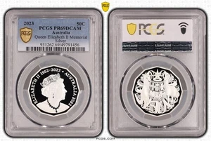 Australia 2023 QEII Memorial 50c Silver Proof Coin PCGS PR69DCAM #1456 - Picture 1 of 1