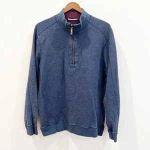 Tommy Bahama Sweater Men Large Blue Maroon Reversible Flipsider 1/4 Zip Pullover - Picture 1 of 13