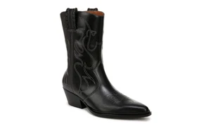 FRANCO SARTO BIANCA LEATHER MID-CALF WESTERN BOOTS WOMENS BLACK SIZE 9.5. NIB - Picture 1 of 15