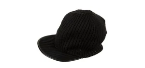 Gucci Bibbed Cap Bonnet Beanie Gr. Large schwarz gerippt Wolle Leder G Wappen Logo - Bild 1 von 4