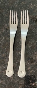 Robert Welch PENDULUM Stainless Frosted Glossy Dot Flatware 2 Dinner Forks 8” - Picture 1 of 1