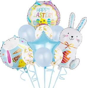 Easter Bunny Balloons, 10pcs Large Happy Rabbit Decoration Mylar Party Supplies - Picture 1 of 12