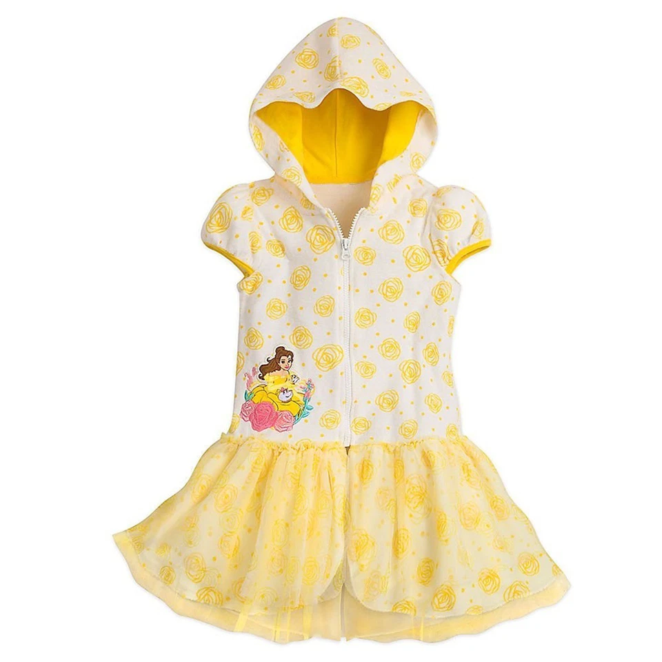 Disney Store Princess Belle Girl Swimsuit Hooded Cover Up Size 5/6  - Image 1 of 1