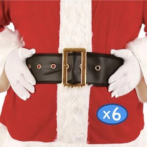 Santa Belt Deluxe Bulk Pack 6 Black Gold Buckle Christmas Costume Fancy Dress - Picture 1 of 1