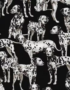 3 Yards Quilt Cotton Fabric - Timeless Treasures Dog Black & White Dalmatians - Picture 1 of 1