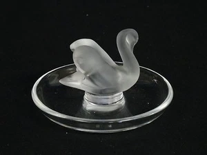 Lovely Lalique Crystal Swan Pin~Ring~Ash Tray~Signed~Mint~Guaranteed~Authentic - Picture 1 of 6