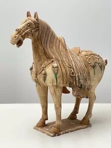 Chinese Horse Statue 19.5 Tang Dynasty AD 618 To 907 Sancai Pottery Equestrian - Picture 1 of 16