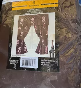 Browning PINK BUCKMARK Brown Rod Pocket Drapes Curtains 2 Panels 42x63" NIP - Picture 1 of 4