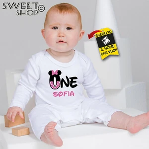 tuta neonato neonata IL MIO PRIMO COMPLEANNO MINNI IDEA REGALO PERSONALIZZATO - Picture 1 of 8