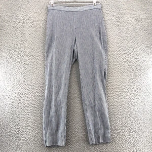 Banana Republic Pants Womens 2 Hayden White Blue Railroad Stripe Linen Ankle NWT - Picture 1 of 12