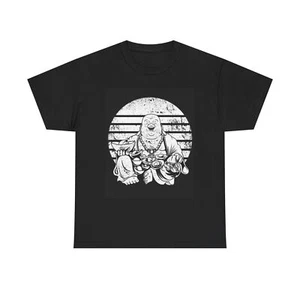 Happy Buddha Graphic T Shirt Funny Cute Gift Vintage Unisex Heavy Cotton Tee - Picture 1 of 8