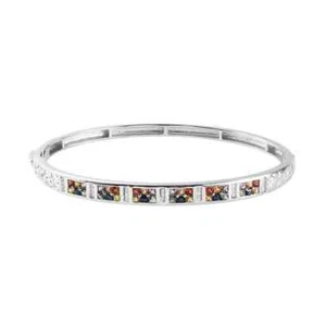 Multi Saphir & weiß Zirkon Armreif Armband in Platin über Sterlingsilber - Bild 1 von 6