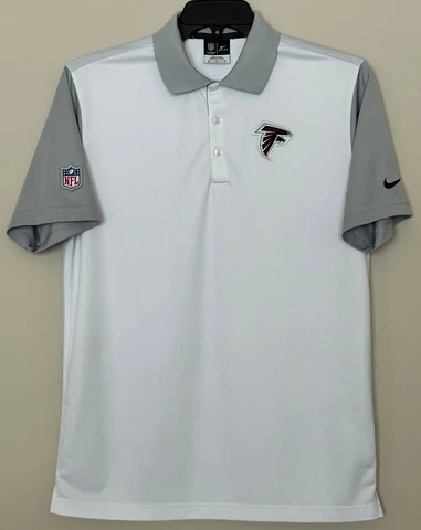 Atlanta Falcons Nike Men's Dri-Fit Polo Dress Shirt Size Medium White Gray Color Cover