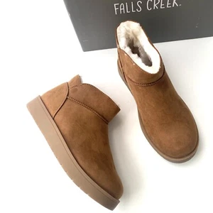 FALLS CREEK New $40 Womens 6 Chesnut Brown Shortie Platform Winter Boots *101 - Picture 1 of 5