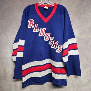 Vintage 90s CCM NHL New York Rangers Blue Mesh Hockey Jersey Mens M - Picture 1 of 7