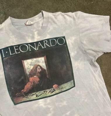 Vintage Ralph Steadman Leonardo Da Vinci Self Portrait Art T Shirt 1987 80s - Image 1 of 4