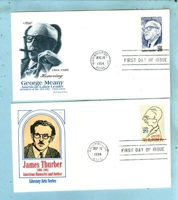 2 ARTMASTER FDC,  "Sc 2848 George Meany 29c & Sc 2862 James Thurber 29c" - Image 1 of 4