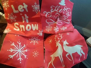 Set Of 4 Christmas burgundy/ Red Canvas Cushion Covers Nwots - Picture 1 of 5