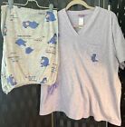 Disney Eeyore Knit Capri Short Sleeve Pajama Set XL  Lavender And Gray