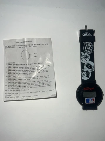 Vintage Kelloggs MLB Baseball Watch New w/ Instructions Cubs Giants Braves Cover