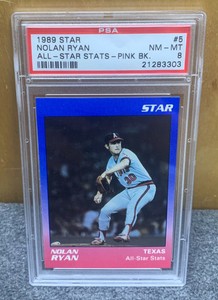 1989 STAR NOLAN RYAN ALL-STAR STATS- PINK BK. #5 PSA 8
