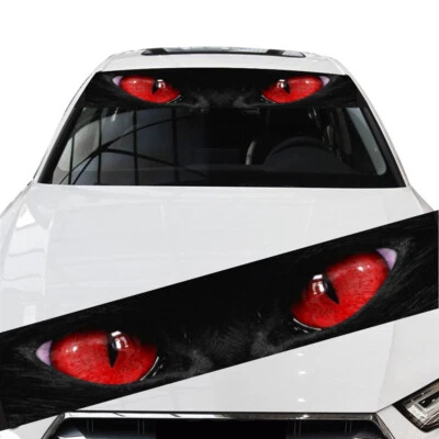 Car Front Windshield Sunshade Decal Window Red Eye Cat Sticker Waterproof — 第 1/4 张图片