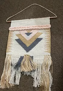 Primitives by Kathy Allure Hand Woven Wall Hanging BOHO ART Decor Pink/Gray - Picture 1 of 6